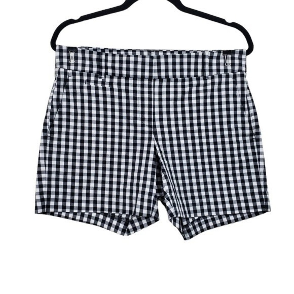 Ann Taylor Womens The Metro Short Black White Mid Rise Gingham Shorts Size 4